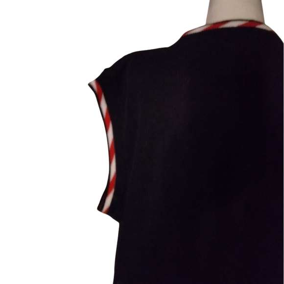 Vintage Snoopy & Friends Candy Cane Knit Button Up Vest Size Medium 20W - Picture 5 of 7